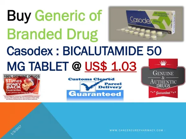 Buy BICALUTAMIDE 50 MG TABLET Branded Drug Casodex : @ US$ 1.03