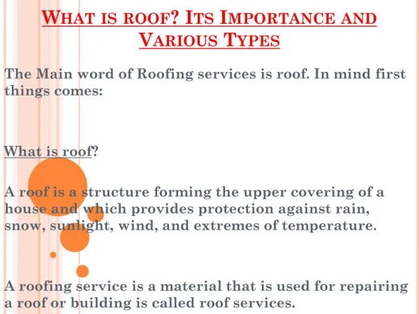 What Is Roof And Why Is This Importance
