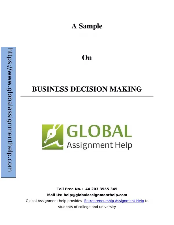 Sample on Business decision making By Global Assignment Help