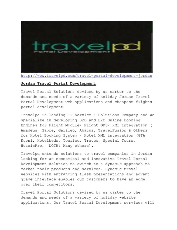 Jordan Travel Portal Development