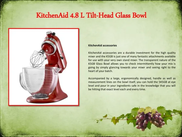 KitchenAid 4.8 L Tilt-Head Glass Bowl