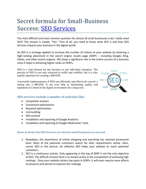 Insights to Online marketing and SEO Services