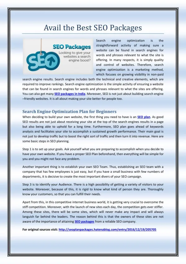 Avail the Best SEO Packages