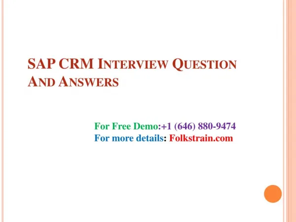 SAP CRM Online Training