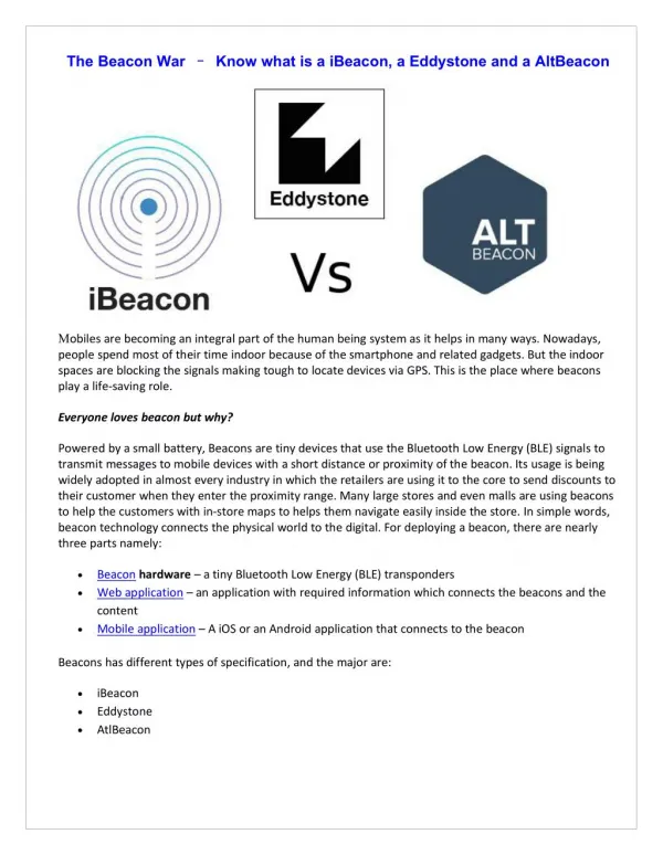 The Beacon War - iBeacon Vs Eddystone Vs Altbeacon