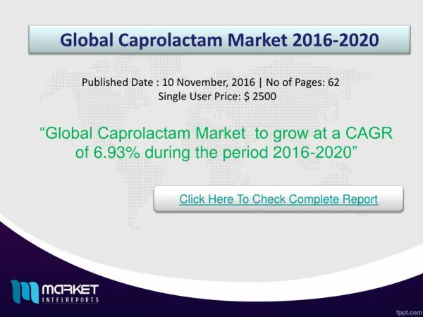 Strategic Analysis on Global Caprolactam Market 2020