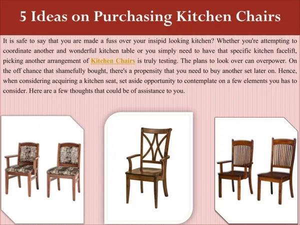 5 Ideas on Purchasing Kitchen Chairs