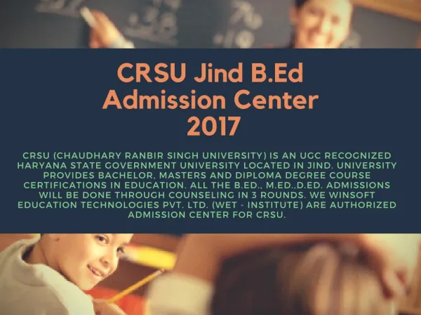 CRSU B.ED Admission 2017