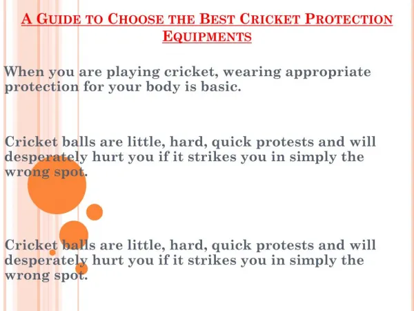 How To Choose the Best Cricket Protection Equipments