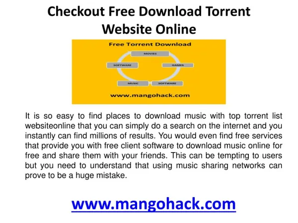 Checkout Free download torrent website online