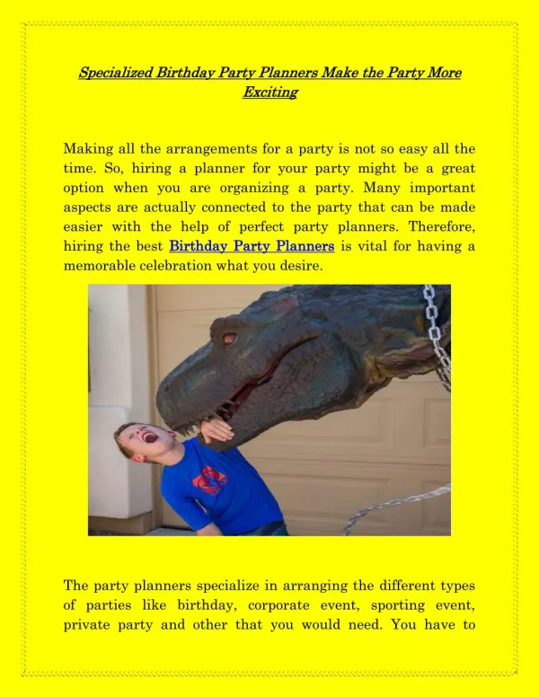 Birthday Party Planner | Dinocrewentertainment