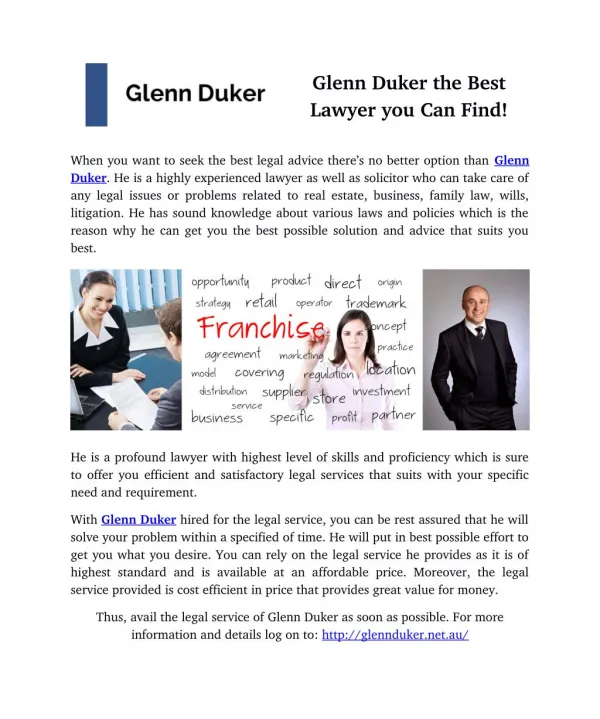 Glenn Duker the Best Lawyer you Can Find!
