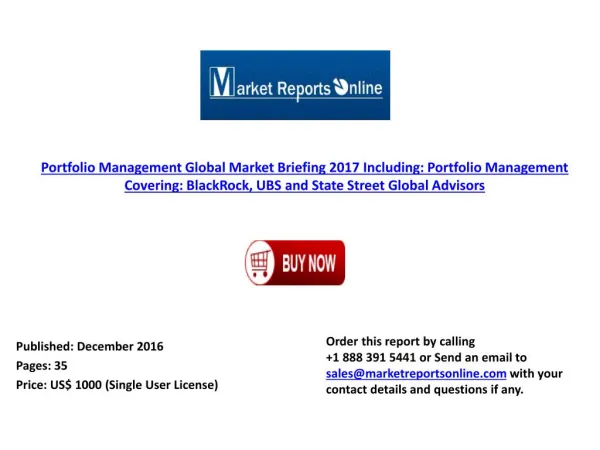 Global Portfolio Management Market Briefing 2017