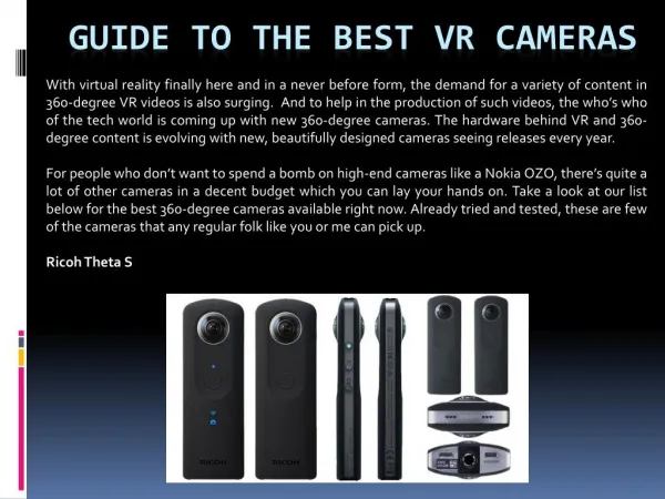 Guide To The Best VR Cameras