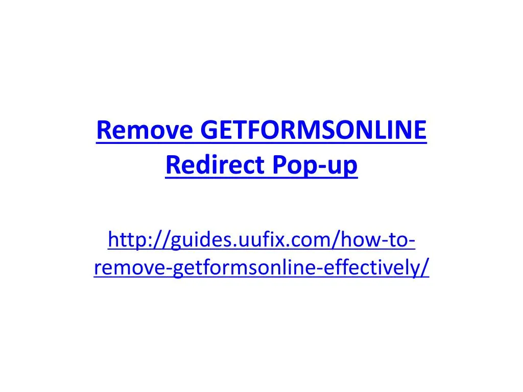 remove getformsonline redirect pop up