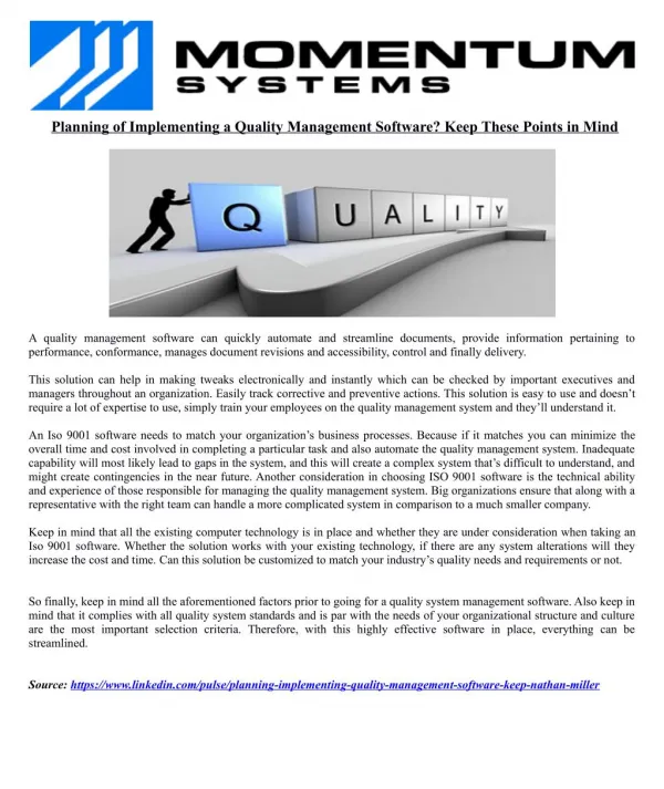 Planning of Implementing a Quality Management Software? Keep These Points in Mind!