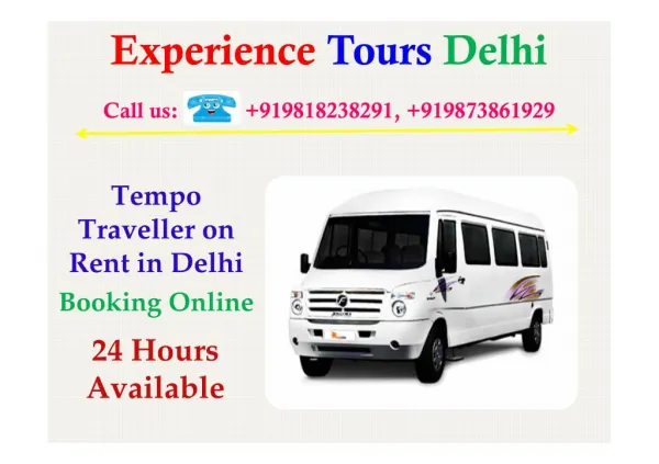 Tempo Traveller on Rent Delhi, Hire online Tempo Traveller delhi