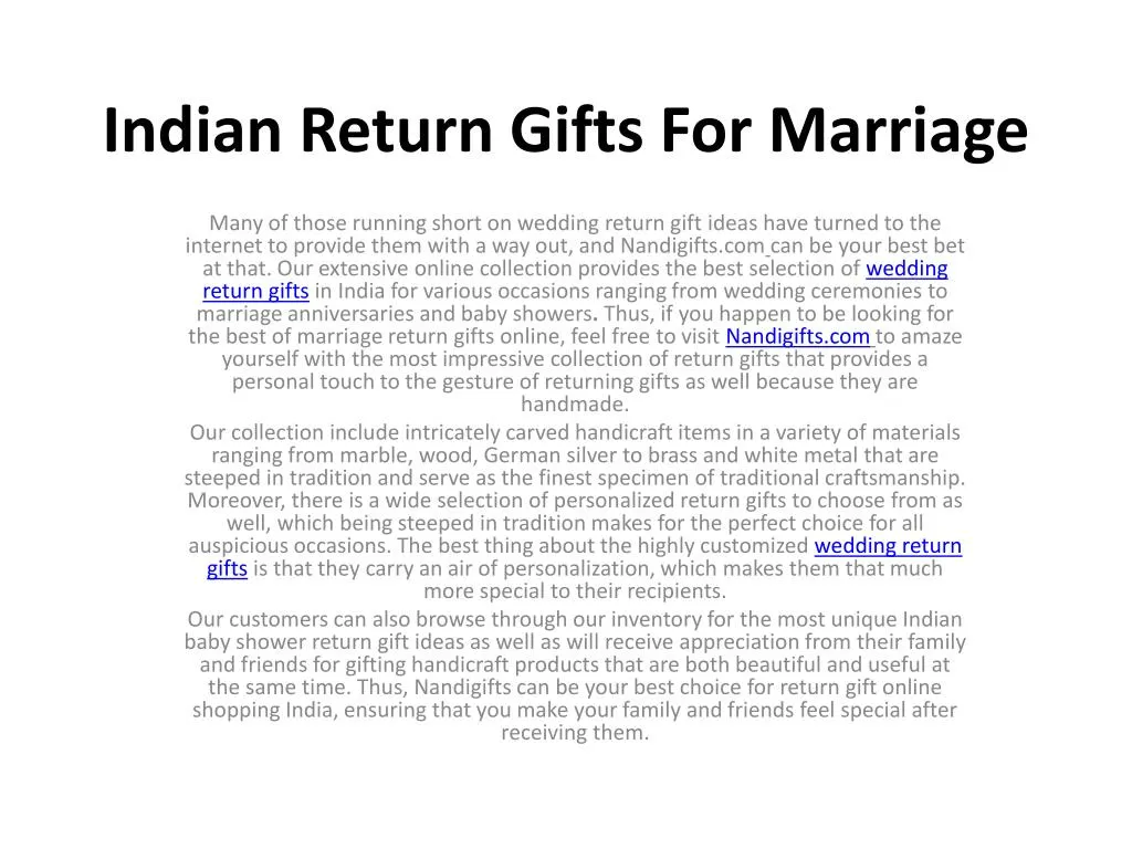 indian return gifts for marriage