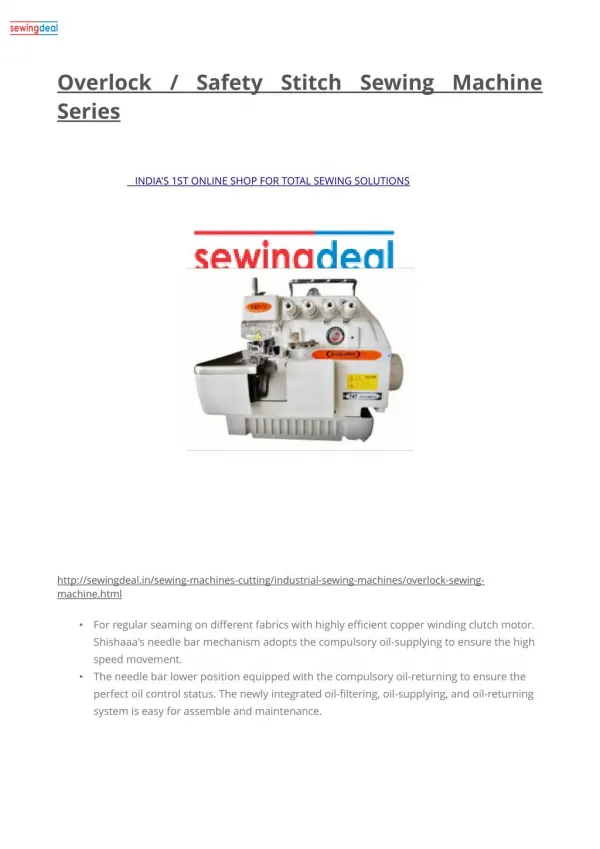 Overlock / Safety Stitch Sewing Machine Series
