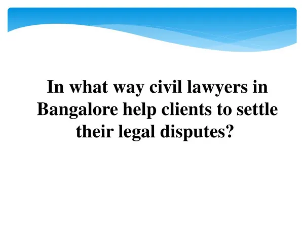 Civil lawyers in Bangalore