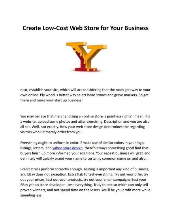 Create Low-Cost Web Store For Your Business