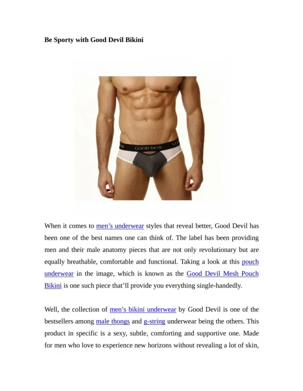 Be Sporty with Good Devil Underwear