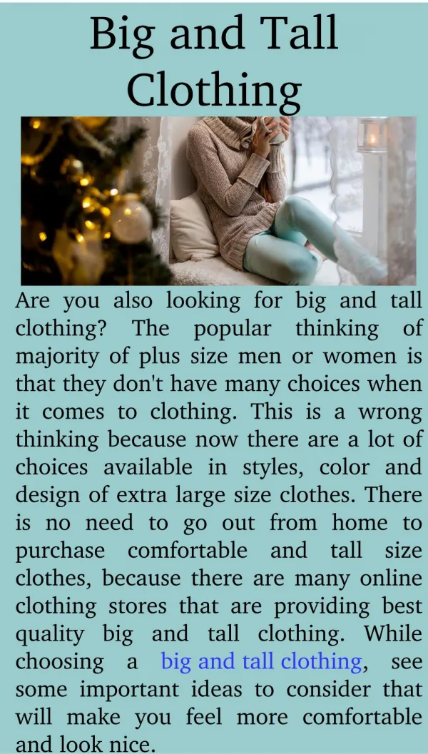 Big and tall clothing