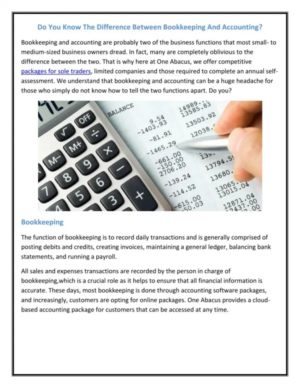 Do You Know The Difference Between Bookkeeping And Accounting?