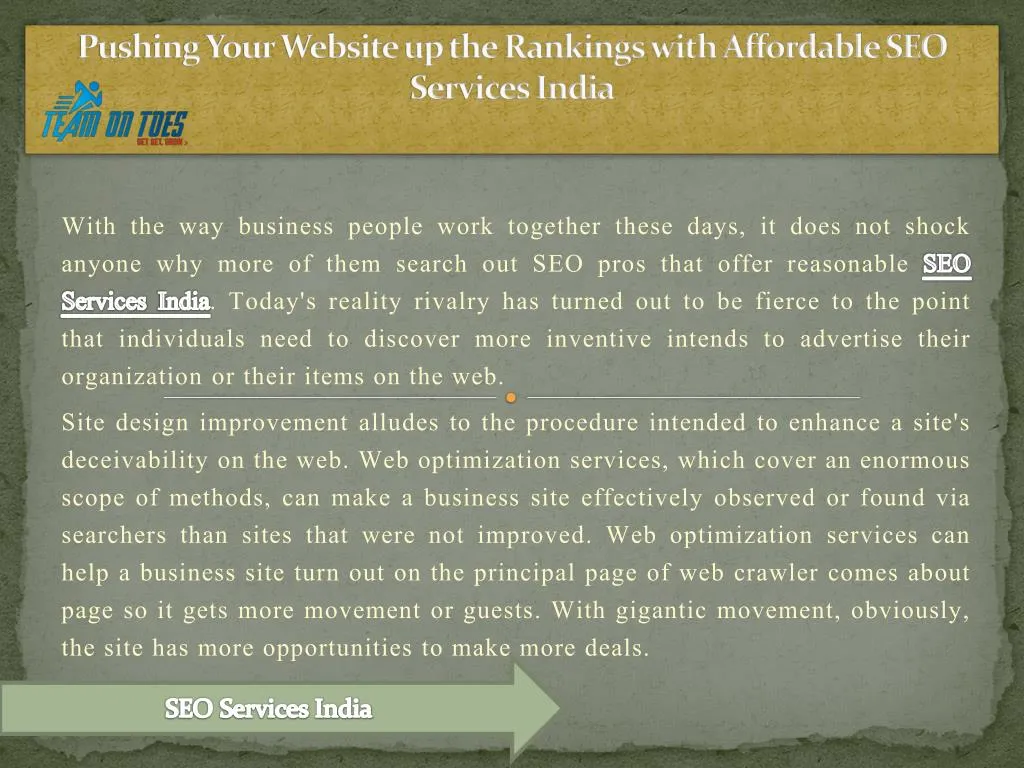 pushing your website up the rankings with affordable seo services india