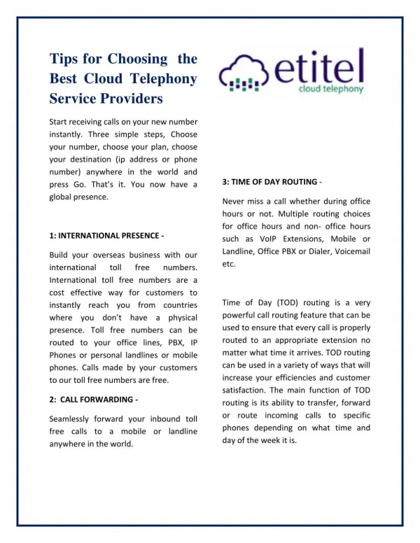 Tips for choosing the best cloud telephony service providers