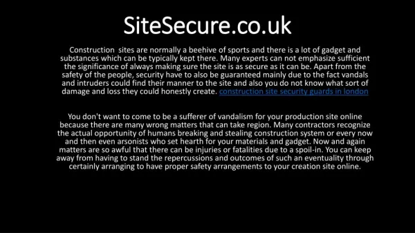 Site Security Services in London