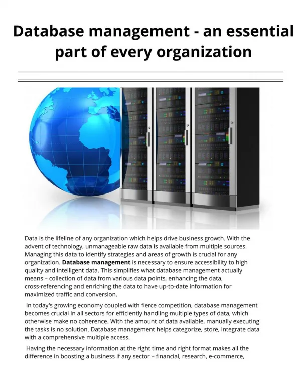 Database management- an essential part of every organization