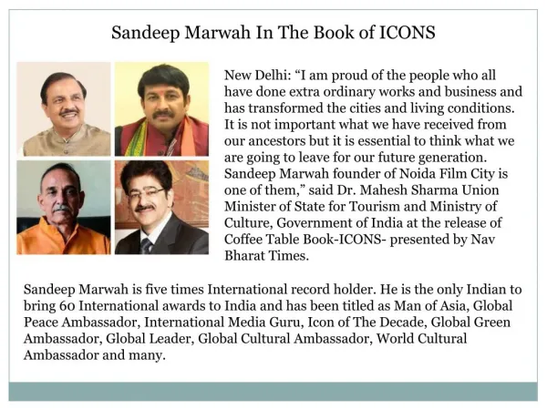 Sandeep Marwah In The Book of ICONS