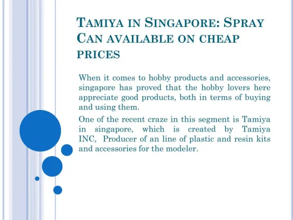 Tamiya in Singapore: Spray Can available on cheap prices