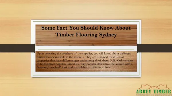 Some Fact You Should Know About Timber Flooring Sydney