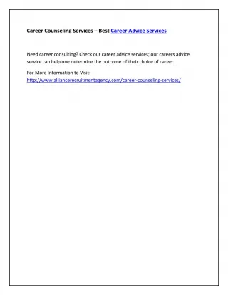 Career Counseling Services – Best Career Advice Services - slide 1