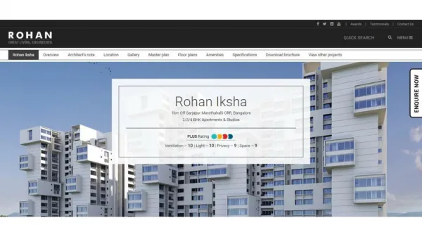 Rohan Iksha - 2BHK, 3 BHK and 4 BHK No Neighbour Apartments in Bhoganahalli, Bangalore