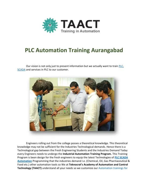 PLC Automation Training Aurangabad