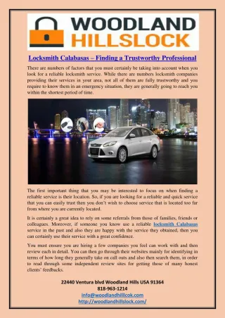 Locksmith Calabasas – Finding a Trustworthy Professional - slide 1