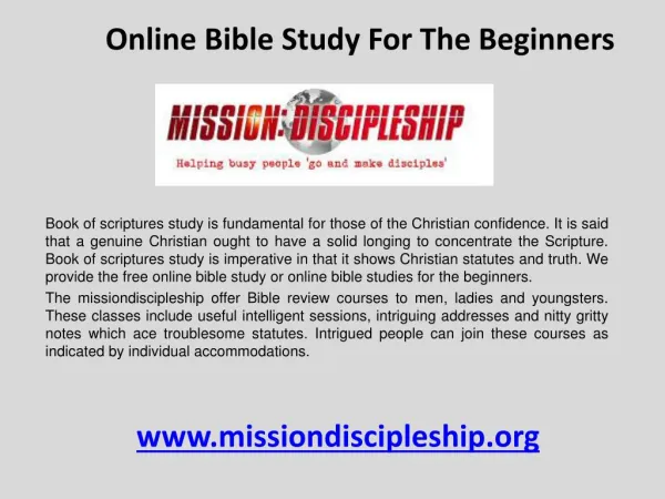 Online Bible study for the Begginers