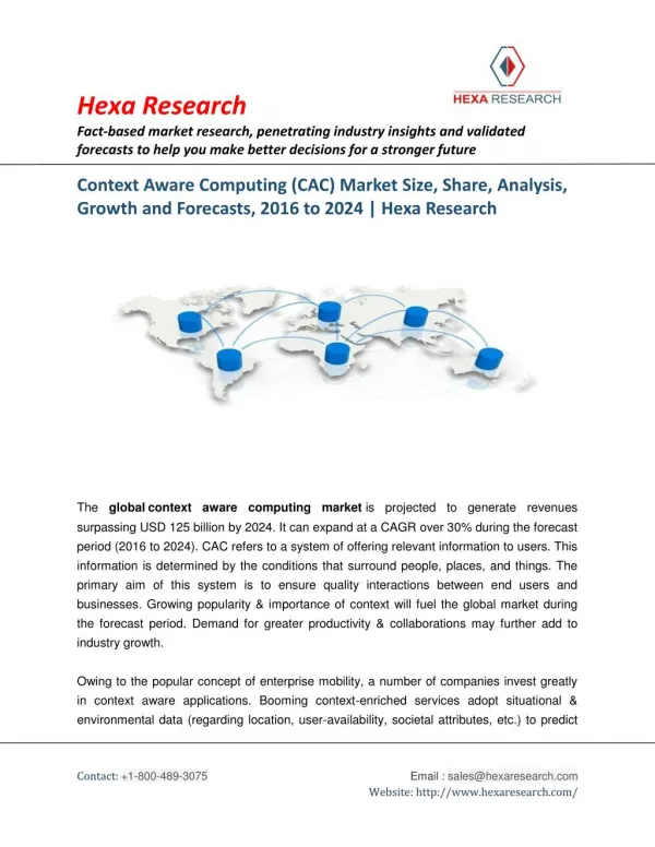 Context Aware Computing (CAC) Market Size | Industry Report, 2024 | Hexa Research