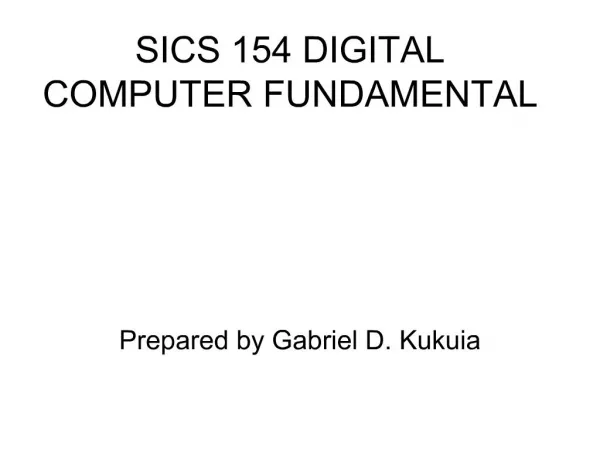 SICS 154 DIGITAL COMPUTER FUNDAMENTAL