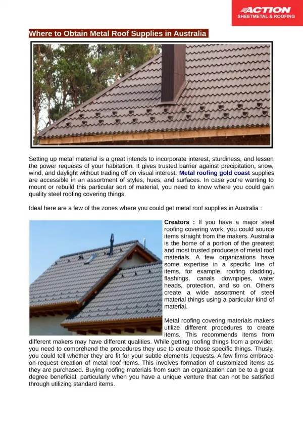 Metal Roofing Gold Coast Gives Some Tips for Your Home