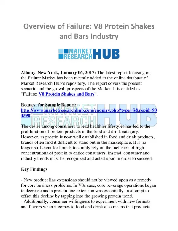 Overview of Failure: V8 Protein Shakes and Bars Industry