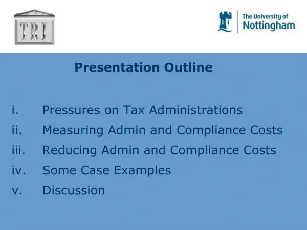 Measuring and Reducing Administrative Costs and Tax Compliance Costs