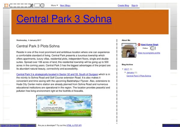central park 3 price list