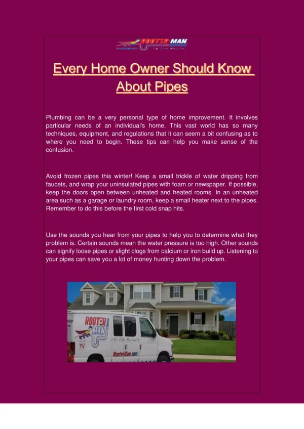 Every Home Owner Should Know About Pipes
