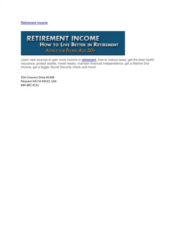 Retirement Income Guide
