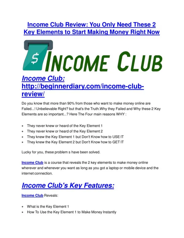 Income Club review & Income Club $22,600 bonus-discount