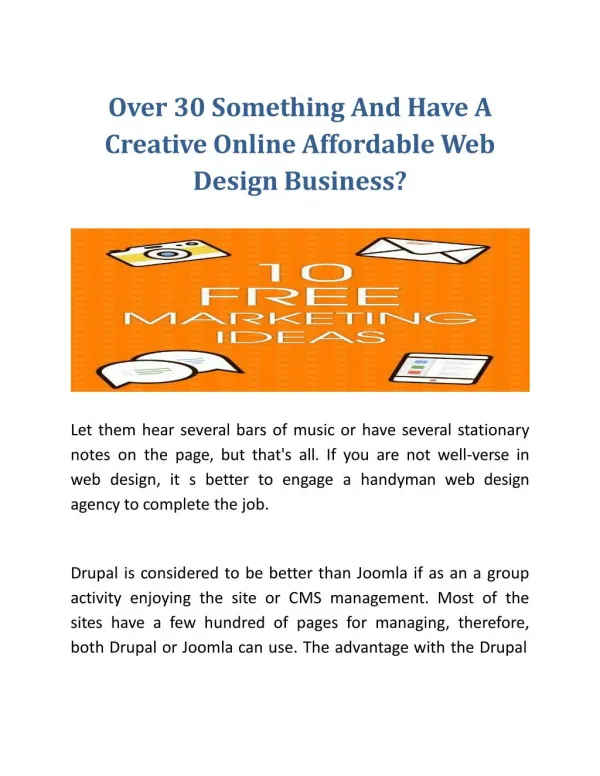 Over 30 Something And Have A Creative Online Affordable Web Design Business?